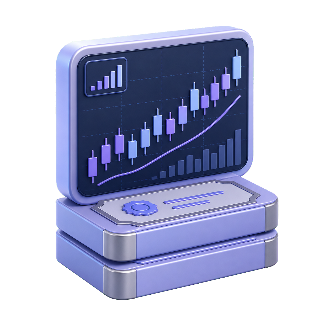 3D stock chart representing listed equities