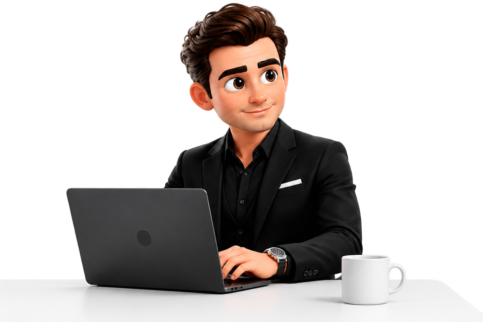 Tradologist consultant working on a laptop